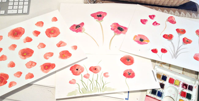 650x330 Learning How To Paint Watercolor Poppies, My Way