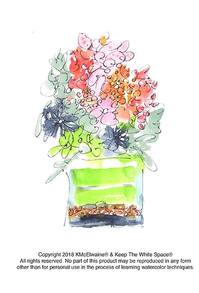 400x589 Bouquet Watercolor Pattern Kathleen Mcelwaine Art
