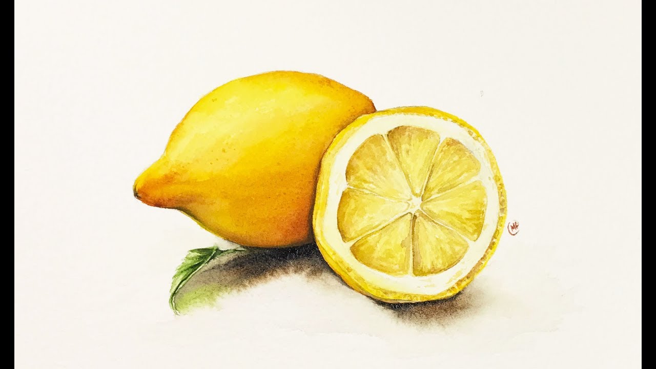 1280x720 Watercolor Realistic Lemons Painting Tutorial