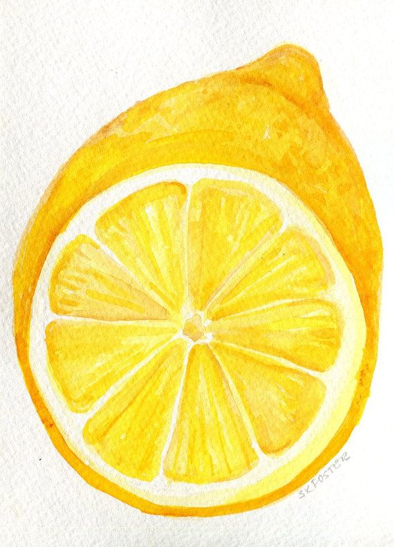 570x791 Lemon Watercolor Painting, Small Wall Art, Kitchen Decor, 5 X 7