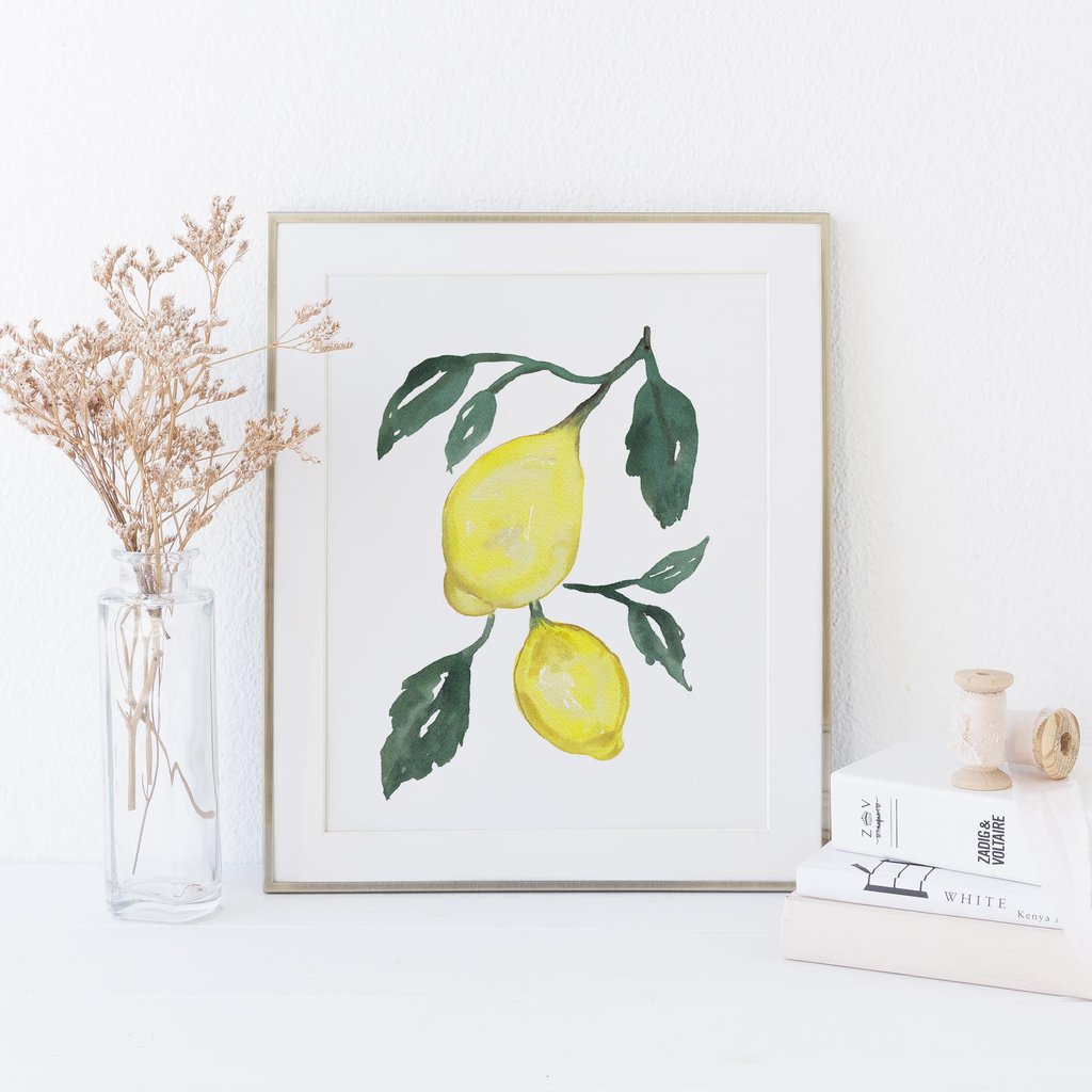 1024x1024 Lemon Watercolor Painting Kitchen Wall Art Digital Print Jetty Home