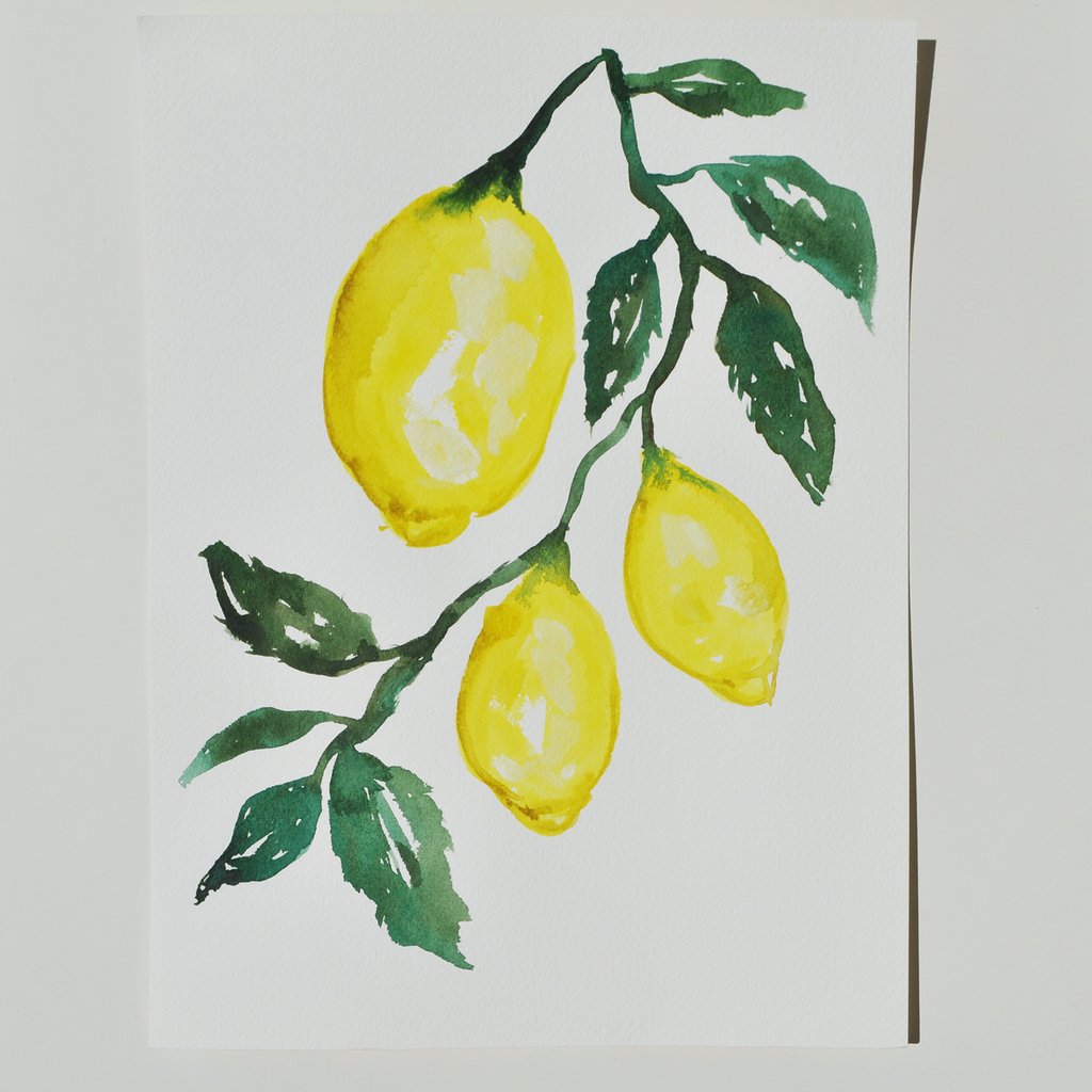 1024x1024 Modern Lemon Watercolor Kitchen Original Painting