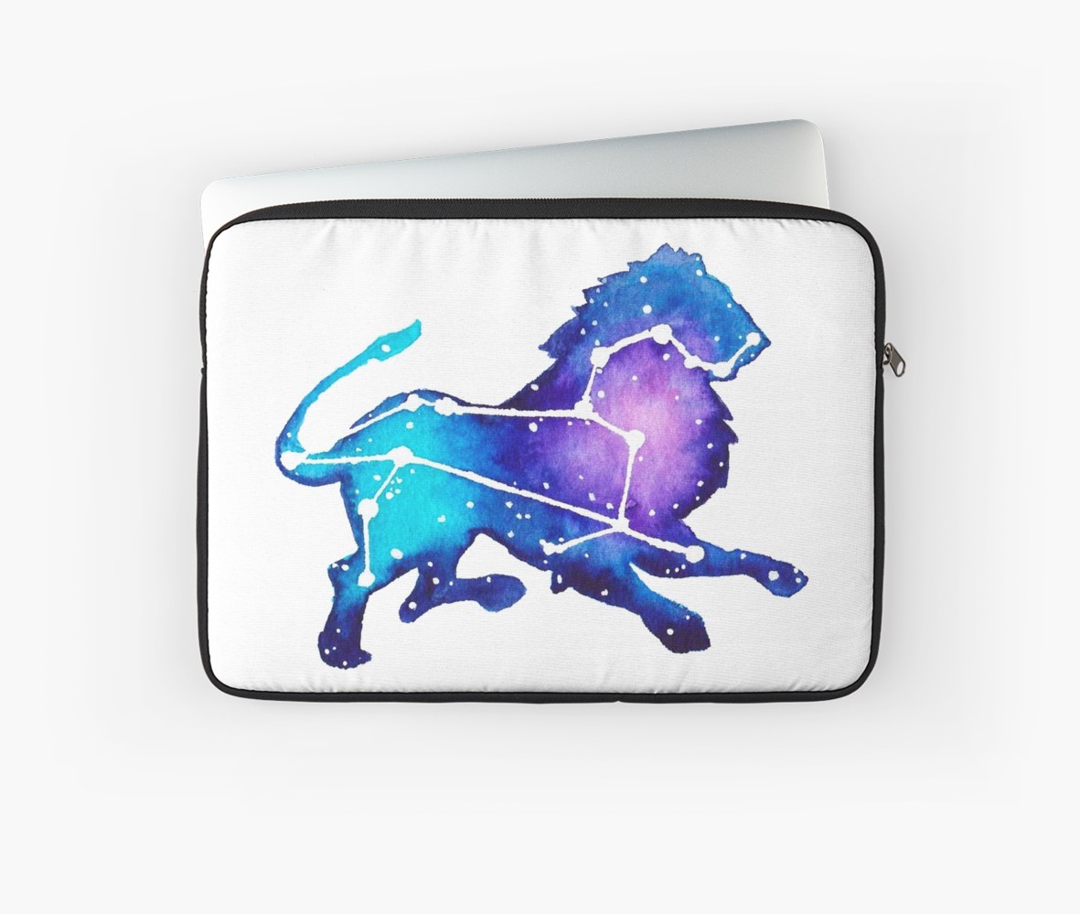 1181x999 Leo Zodiac Constellation Watercolor Painting Laptop Sleeves By