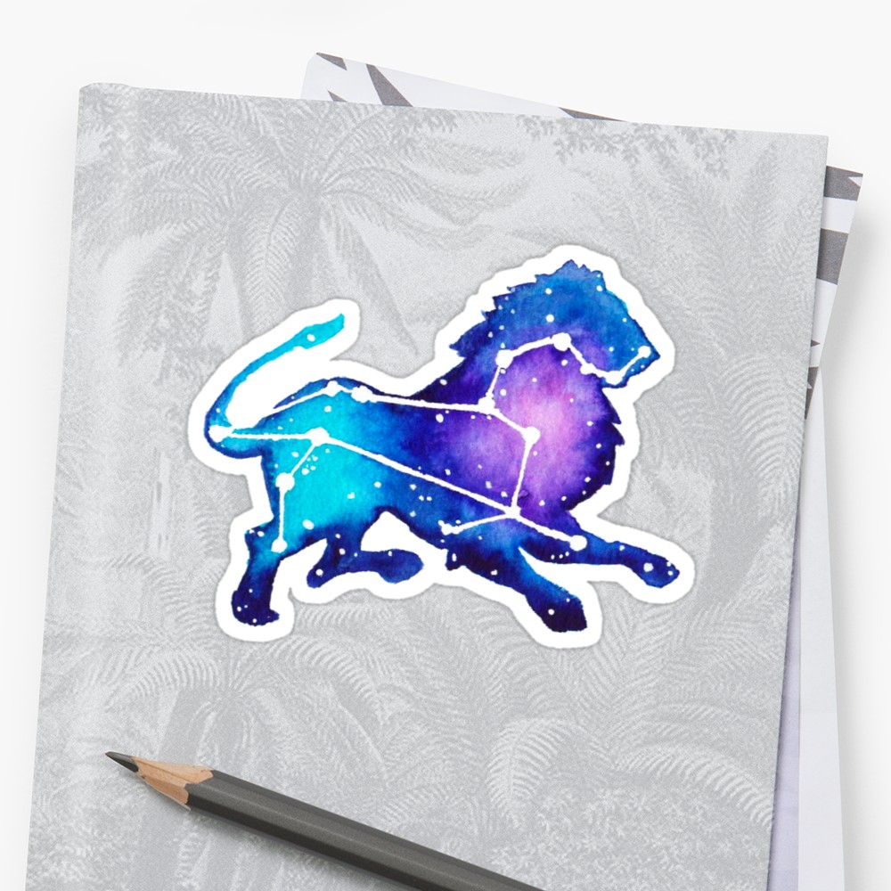 1000x1000 Leo Zodiac Constellation Watercolor Painting Stickers By