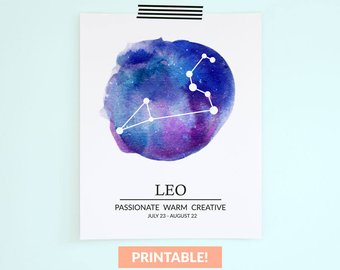 340x270 Leo Watercolor Etsy