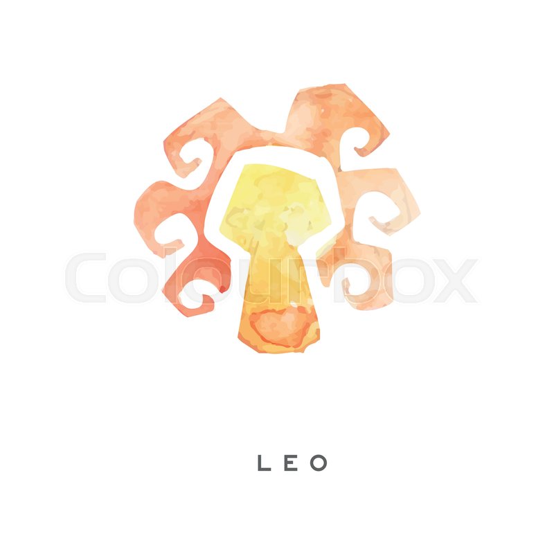 800x800 Leo Zodiac Sign, Part Of Zodiacal System Watercolor Vector