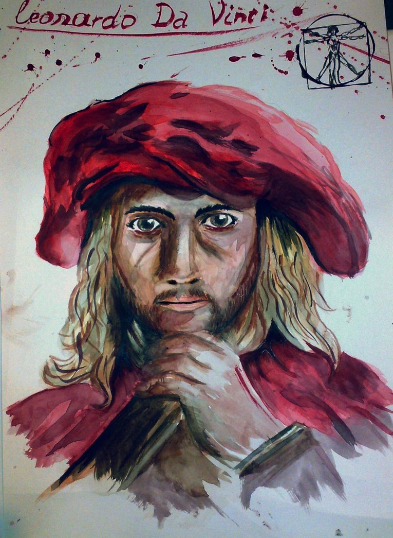 765x1045 Leonardo Da Vinci Watercolour By Kudrik