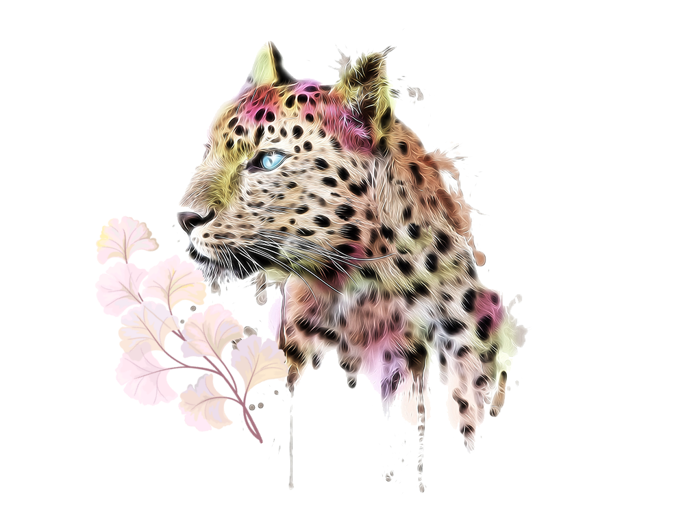 1000x768 Mq Leopard Watercolor Animal Leaf Pink
