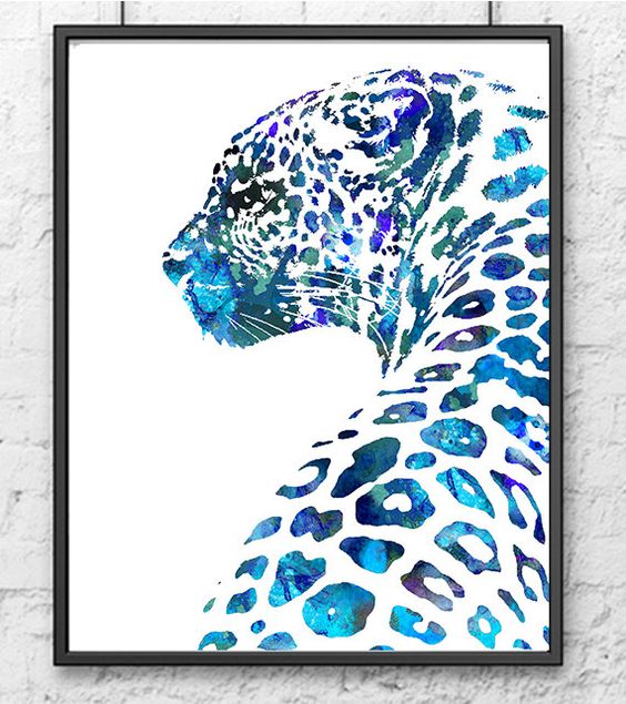 564x635 Blue Leopard, Watercolor, 300x400 Art