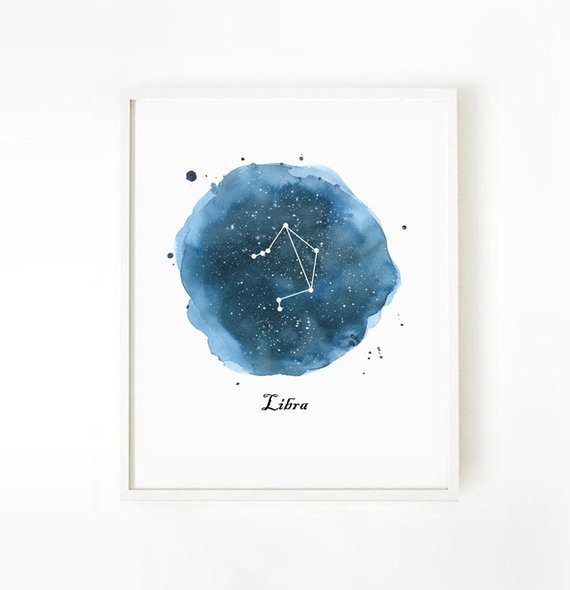 570x590 Libra Constellation Print Watercolor Zodiac Painting Print Etsy