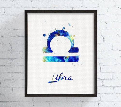 500x441 Libra Sign Print, Libra Zodiac, Watercolor Libra, Libra Art Print