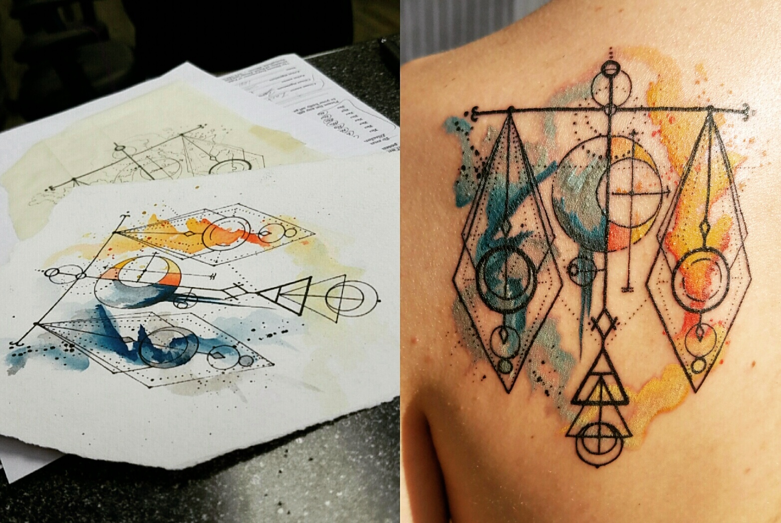 1564x1047 Libra Scales Geometric Watercolor Tattoo
