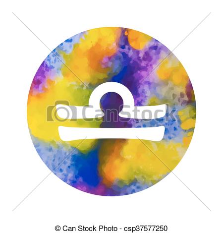 450x470 Sign Of The Zodiac Libra On Watercolor Background. Free Hand