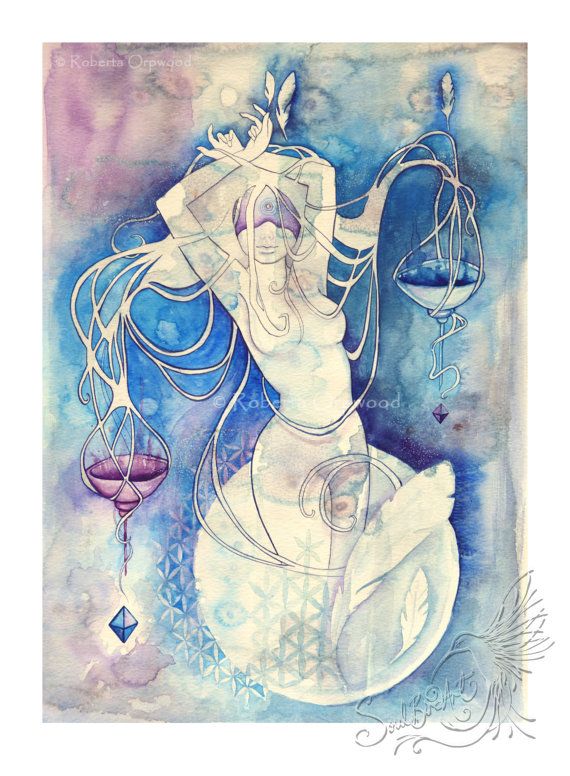570x776 Zodiac Art Print, Libra, Watercolor Art, Goddess Art, Fine Art