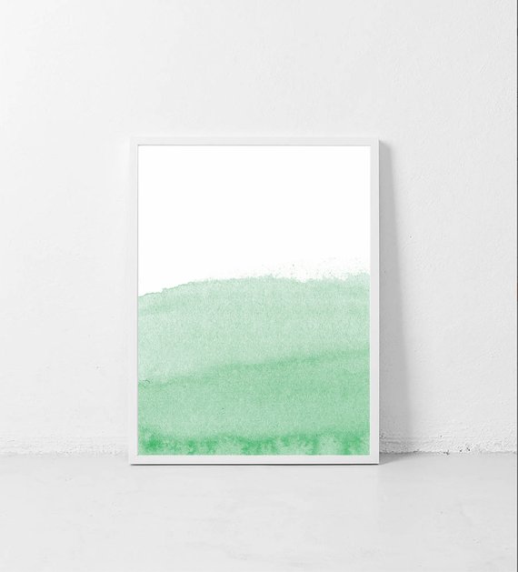 570x629 Light Green Print. Green Wall Art. Green Watercolor Print. Etsy