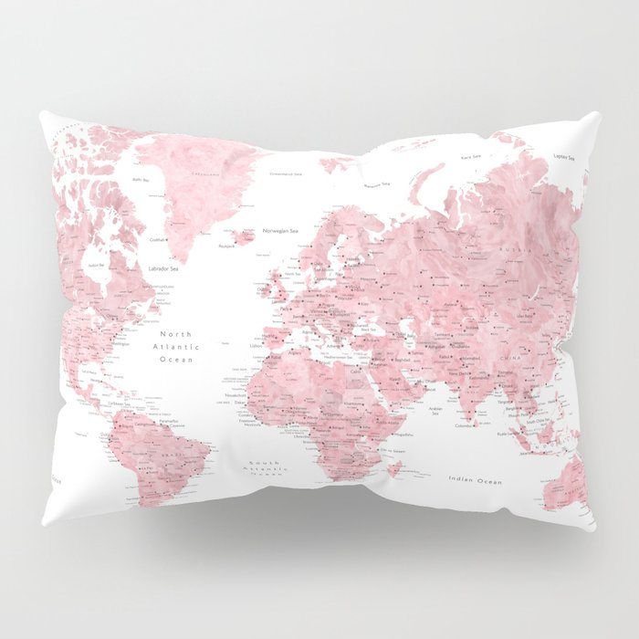 700x700 Light Pink, Muted Pink And Dusty Pink Watercolor World Map With