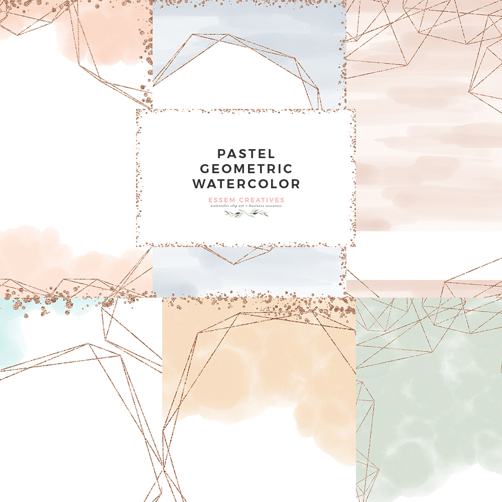 1000x1000 Light Amp Airy Watercolor Geometric Borders And Digital Paper