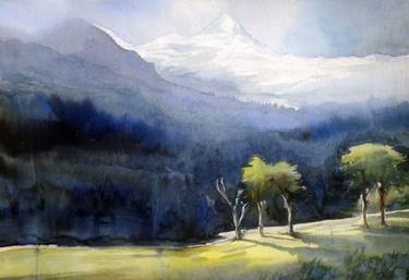 375x257 Saatchi Art Himalaya Morning Light Watercolor On Paper Painting