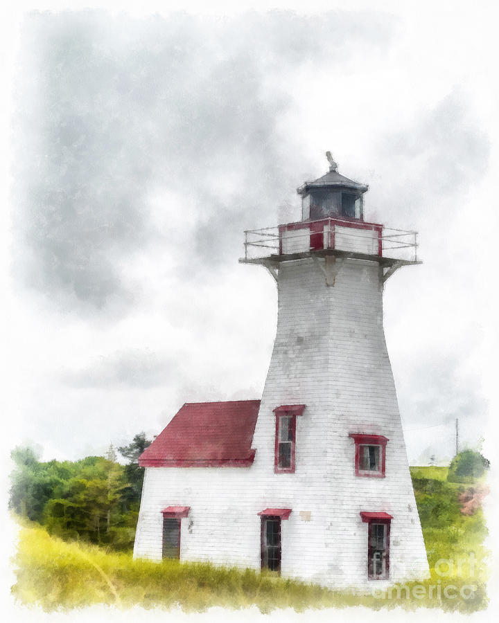 720x900 Lighthouse Prince Edward Island Watercolor Painting By Edward Fielding