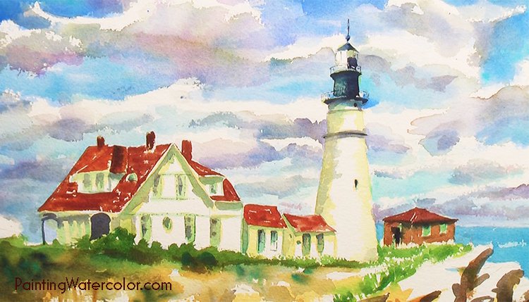 750x429 Portland Head Lighthouse Watercolor Painting Tutorial