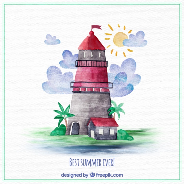 626x626 Pretty Watercolor Lighthouse Background Vector Free Download
