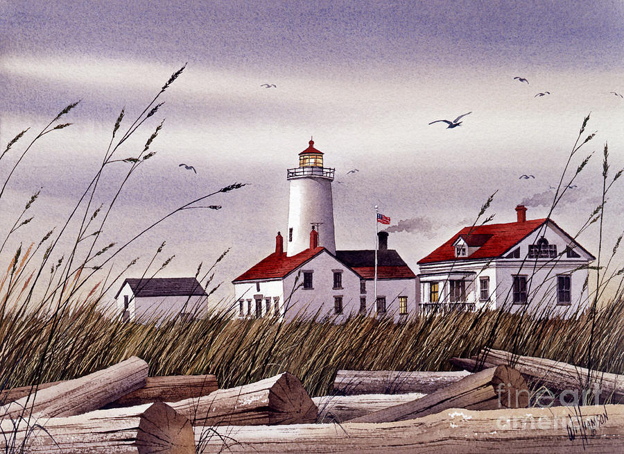 900x654 Dungeness Lighthouse Painting By James Williamson