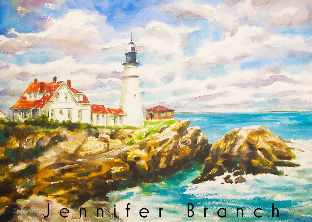 1000x712 Portland Head Lighthouse Watercolor Painting Tutorial