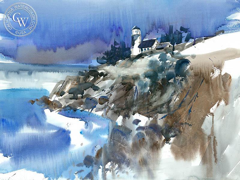 800x602 The Lighthouse, A California Watercolor Painting By Tom Fong
