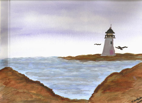 468x340 The Lighthouse A Basic Watercolor..
