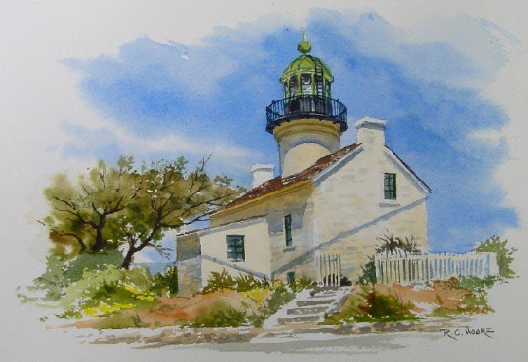 754x517 Watercolor Painting Of Point Loma Lighthouse