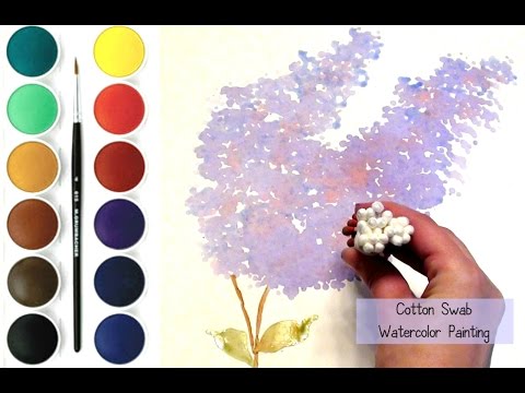 480x360 Lilac Flower Cotton Swab Watercolor Painting For Beginners