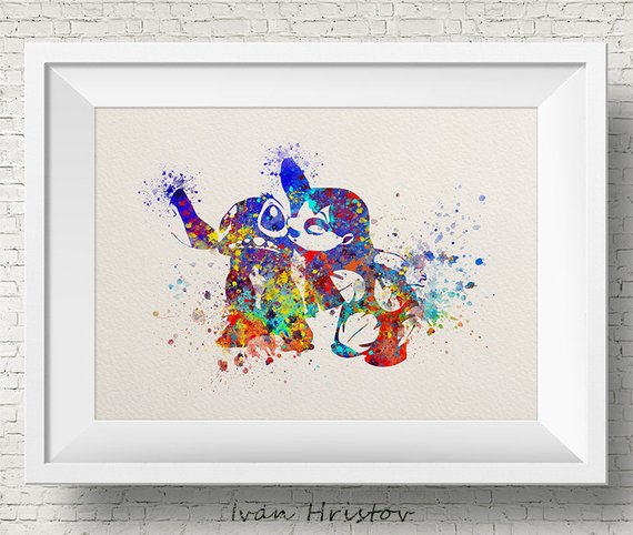 570x482 Lilo Stitch Lilo Amp Stitch Disney Watercolor Art Print Etsy