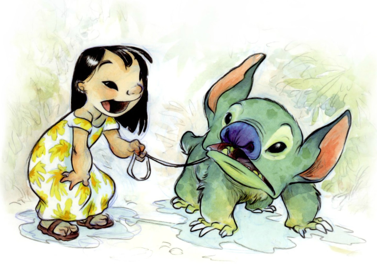 1280x914 Disney Watercolor Animation Concept Art Lilo Stitch Hawaii
