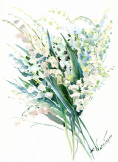 236x325 Lilies Of The Valley Watercolor Watercolor Art, Watercolor And Craft