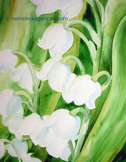 422x545 Lily Of The Valley Watercolor Aquarelles
