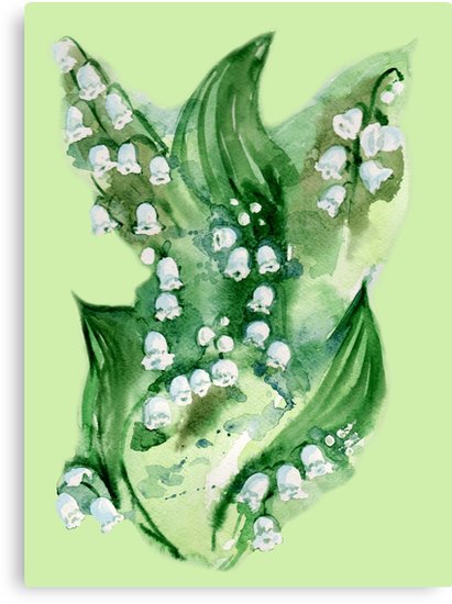 411x550 Lily Of The Valley Watercolor Canvas Prints By Artkseniia Redbubble