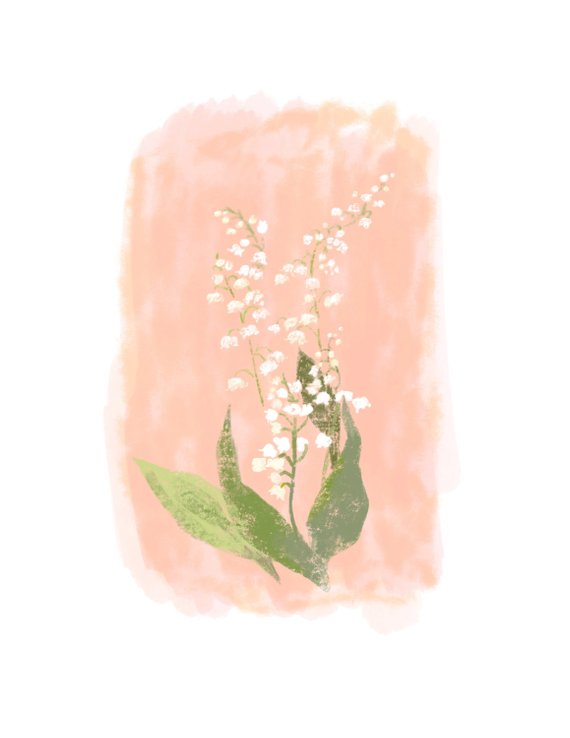 570x738 Lily Of The Valley Watercolor And Gouache Print Digital Etsy