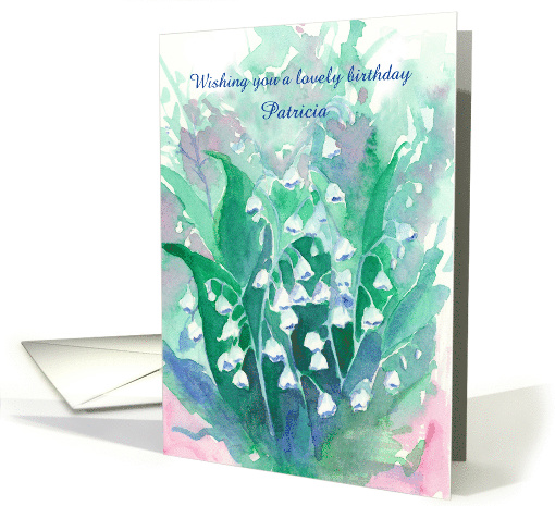 510x465 Happy Birthday Lily Of The Valley Watercolor Flowers Custom Name Card