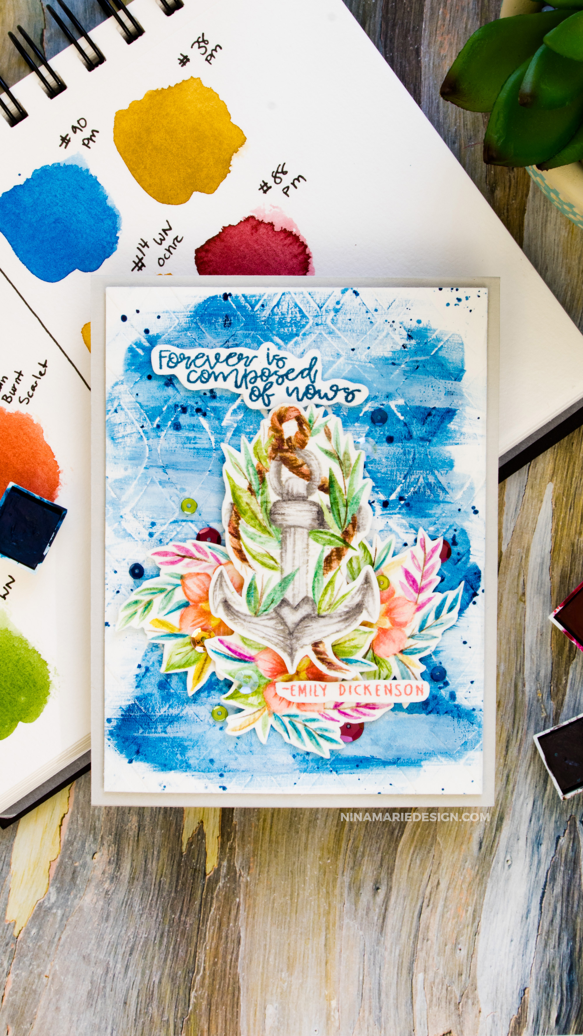 2000x3556 No Line Watercolor + Spellbinders New Inked Messages Nina Marie