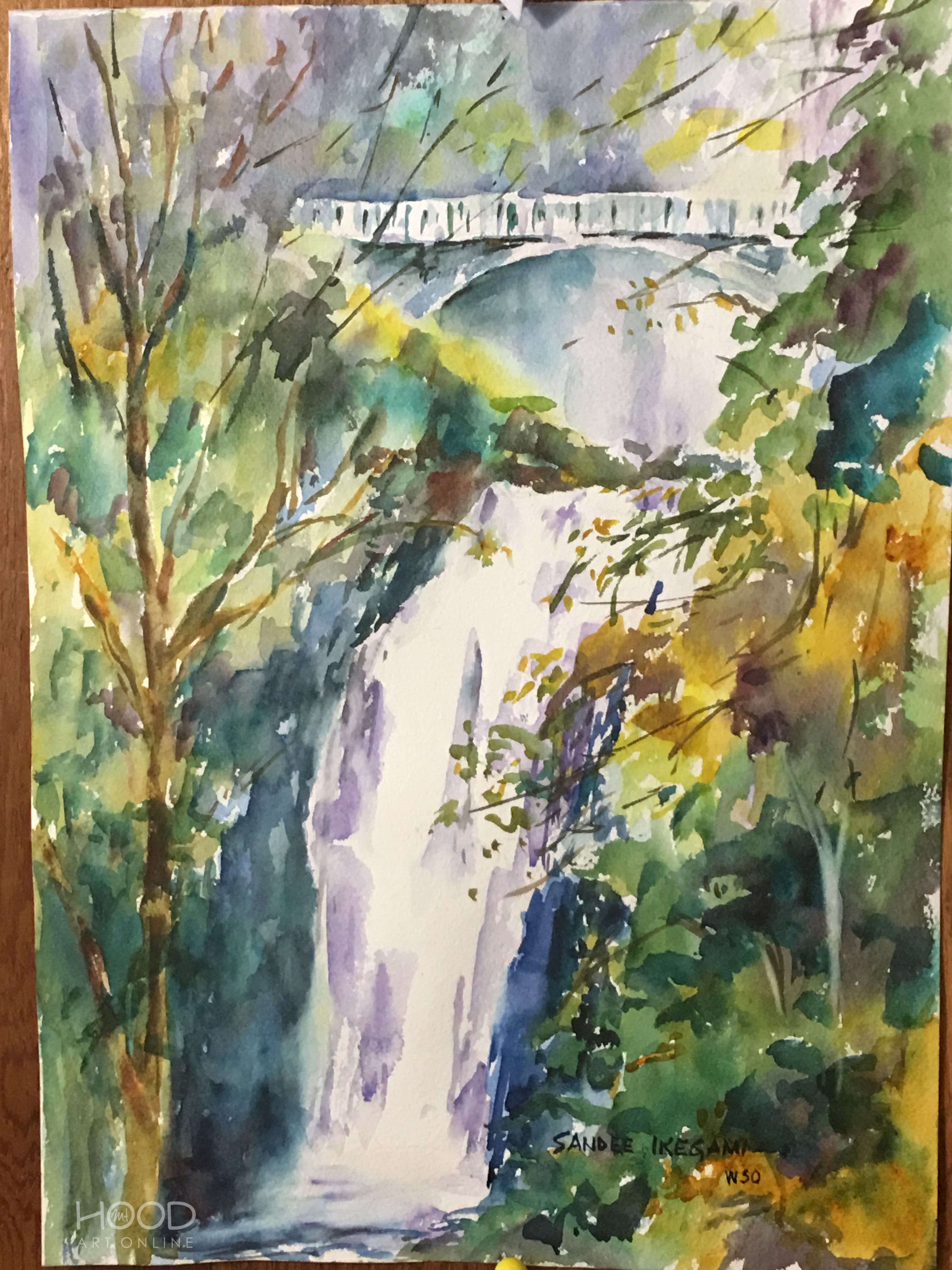 3024x4032 Multnomah Falls By Sandee Ikegami, Watercolor. For Sale! See Link