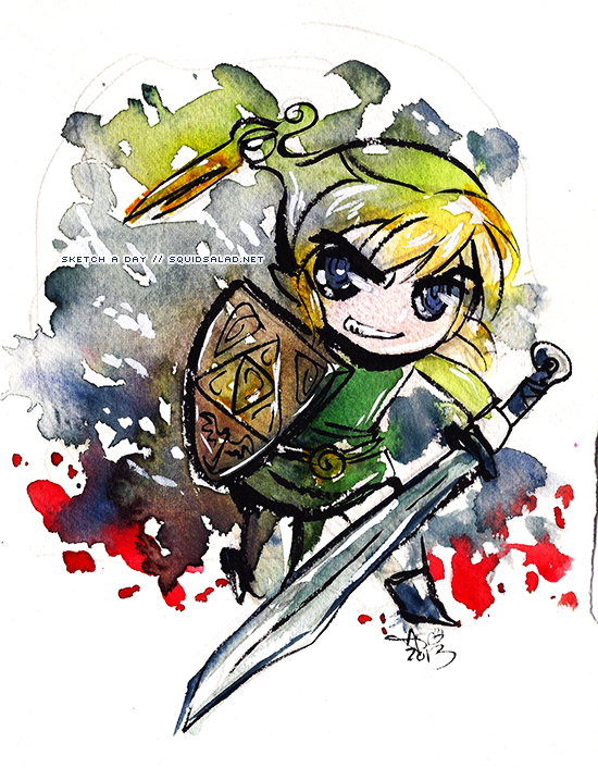 550x706 Toon Link Watercolor By Tsubasa No Kami