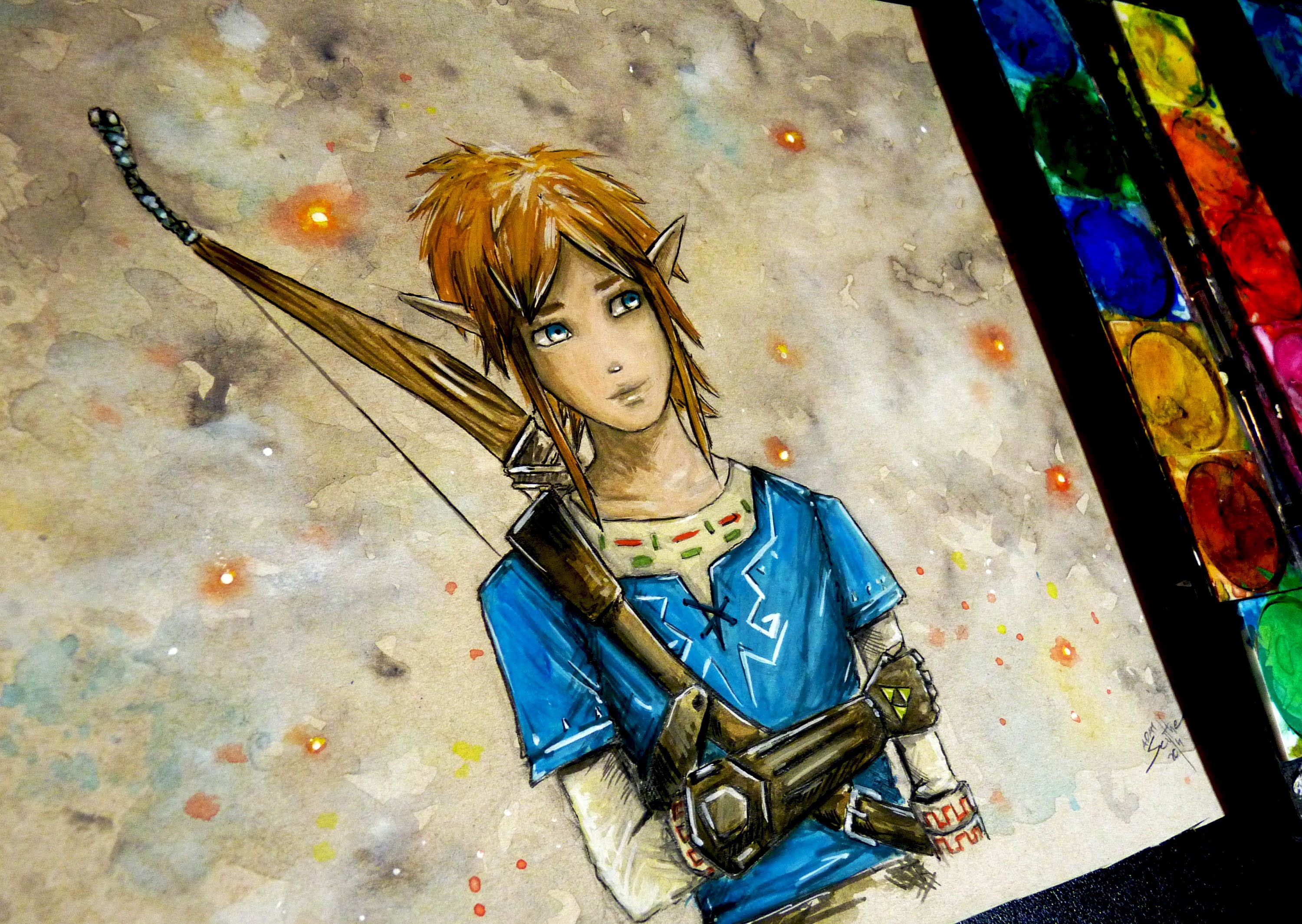 3000x2131 Zelda Wii U Link Watercolor Time Lapse Painting