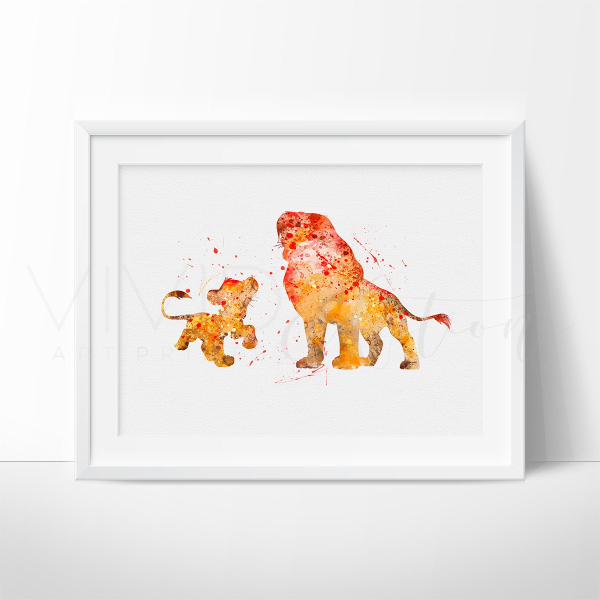 1200x1200 Lion King Simba Amp Mufasa Watercolor Nursery Art Print, Kids Wall