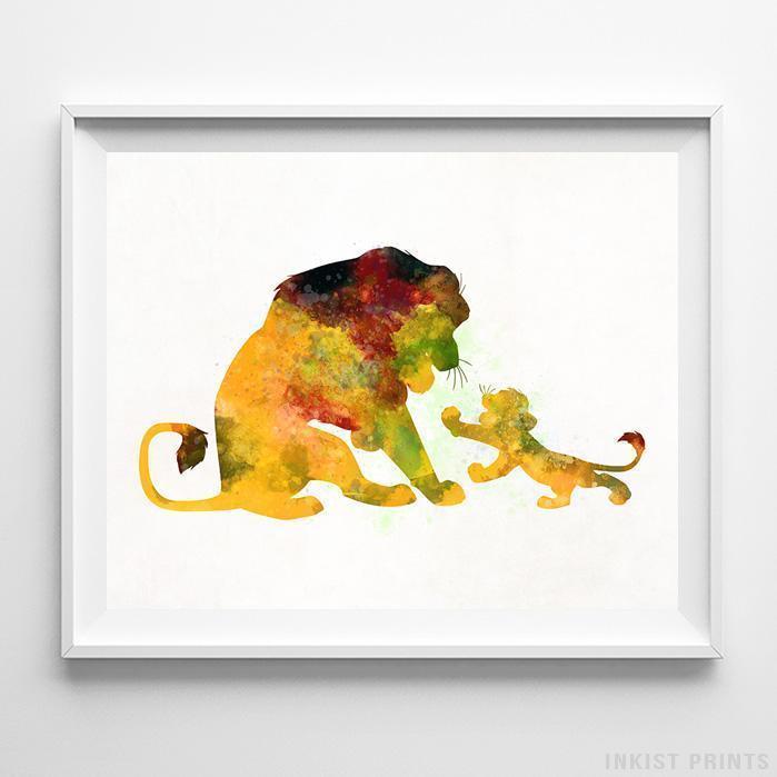 699x699 Mufasa Simba The Lion King Type 1 Wall Art Disney Watercolor