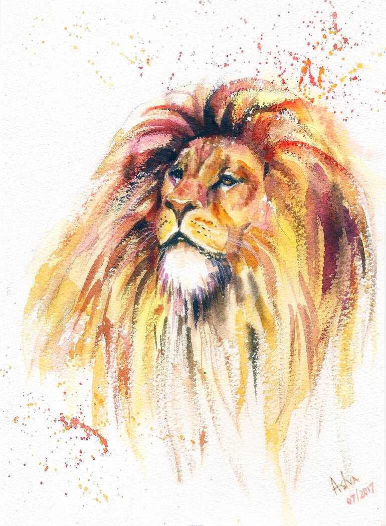 770x1050 Saatchi Art The Lion King Watercolor Painting Painting By Asudhaker S