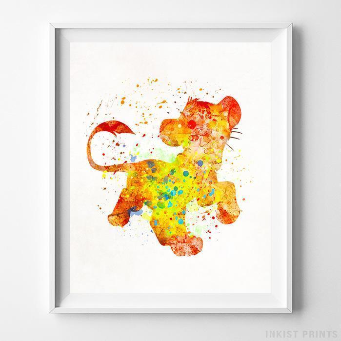 699x699 Simba The Lion King Type 2 Wall Art Disney Watercolor Poster