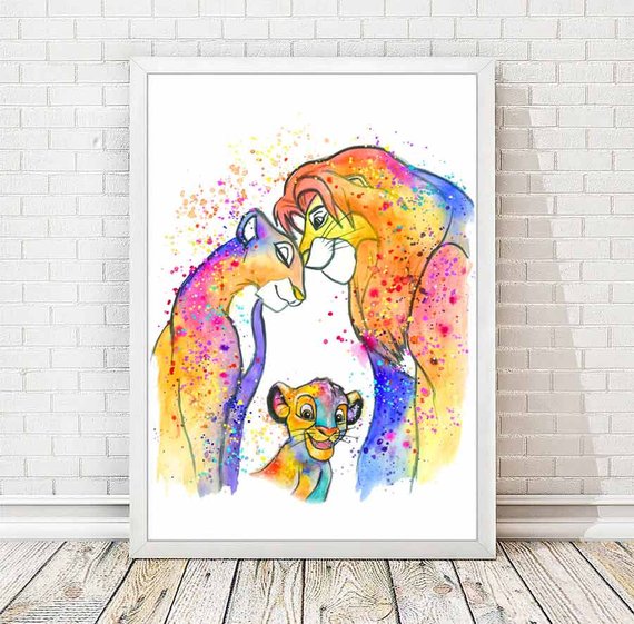 570x561 Simba And Nala Watercolor Print The Lion King Watercolor Print Etsy