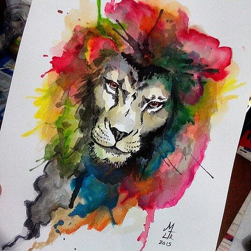 500x500 Lion Watercolor Tattoo