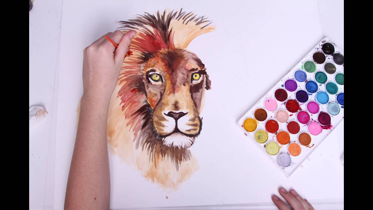 1280x720 Lion Watercolor Timelapse