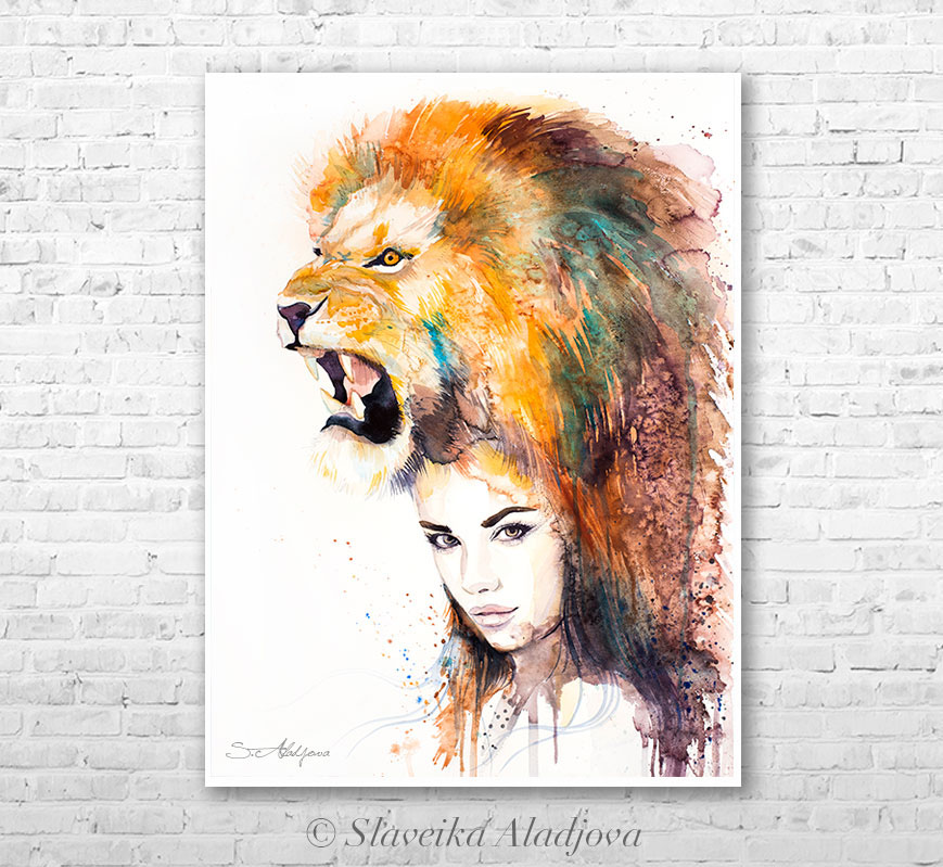 869x799 Lion Girl Watercolor Painting By Slaveika Aladjova On Behance
